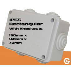 *CLEARANCE*  60 UNITS FOR PRICE OF 30 - 190mm X 140mm X 70mm Rectangular Junction box IP55 with knockouts